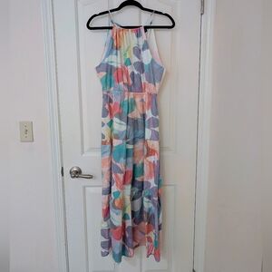 Gap Halter Maxi Dress Pastel Floral Print Size Small